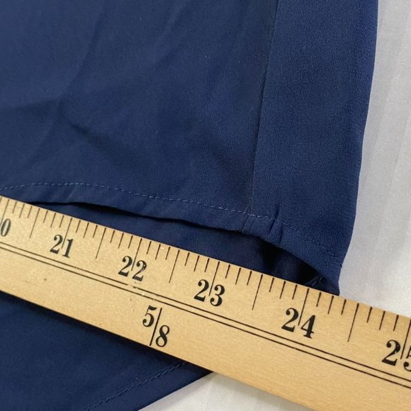 SoHo Womens Navy Blue High/Low Sheer Top with Lace Yoke and Front Zipper Size L - Picture 9 of 10